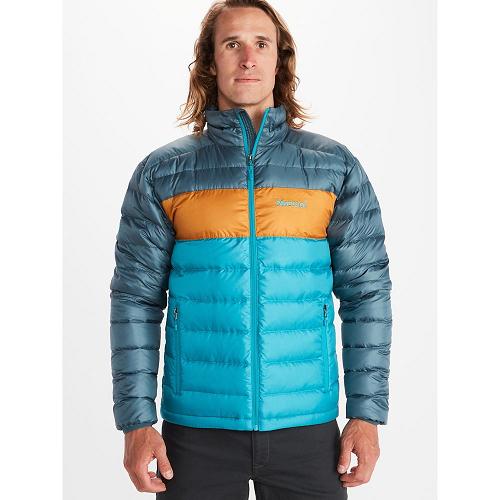 Marmot Down Jacket Blue Grey NZ - Ares Jackets Mens NZ1046389